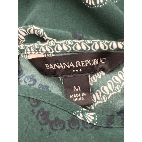 Banana Republic Women Green 3/4 Length Sleeve Chevron Print Blouse Size M - Picture 8 of 9